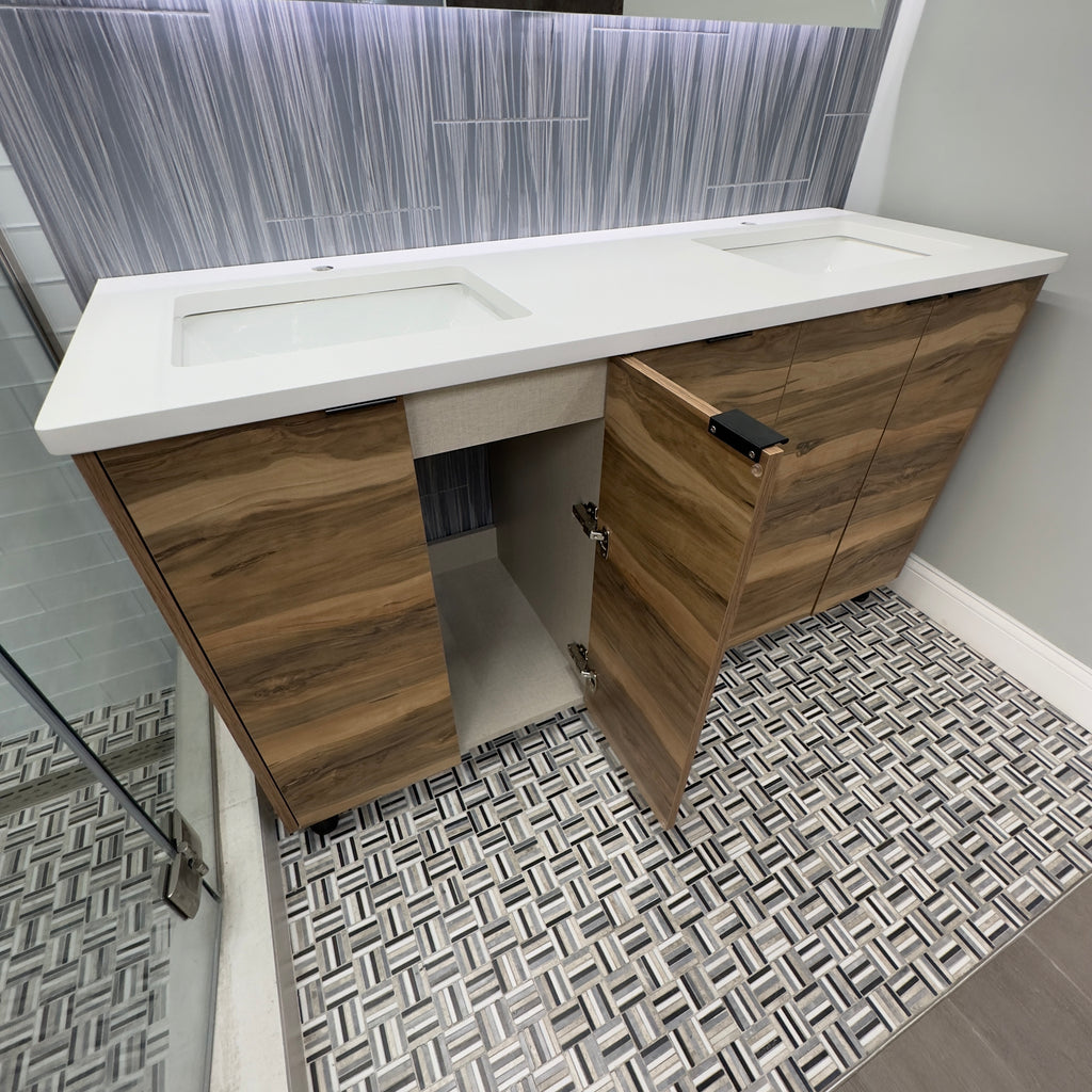 60 inch Wood Grain Single Sink Vanity - Grain Matched