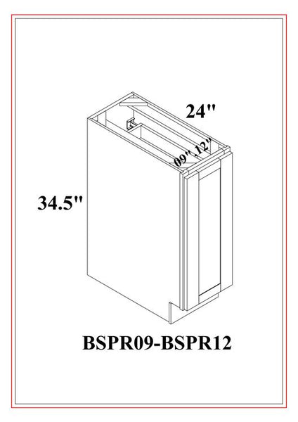 BASE SPICE PULL OUT Cabinet - Shaker Nickel Gray