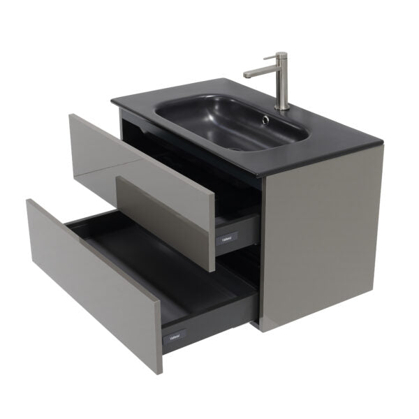 32 inch High Gloss Anthracite Single Sink Floating Vanity