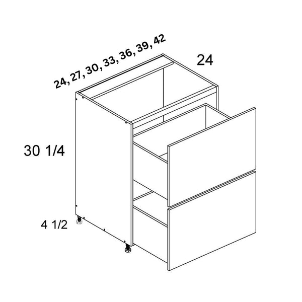 2 Drawer Range Base Cabinet - High Gloss Graphite Gray