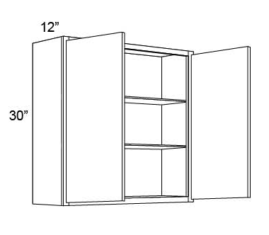 30" HIGH WALL CABINETS- DOUBLE DOOR Shaker White