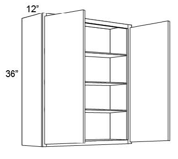 36" HIGH WALL CABINETS- DOUBLE DOOR R Shaker White