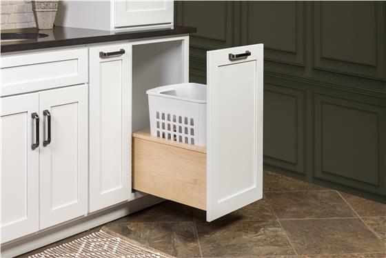 Vanity Hamper Cabinet Full Height(Pullout is not included) - High Gloss Ice White