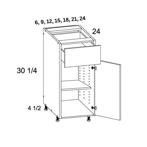 Base Cabinet Single Door - High Gloss Piano Black