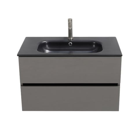 32 inch High Gloss Anthracite Single Sink Floating Vanity
