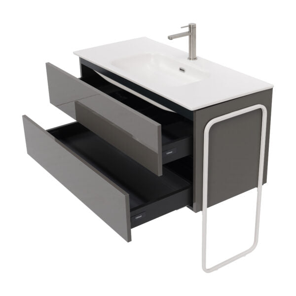 40 inch High Gloss Anthracite Single Sink Floating Vanity