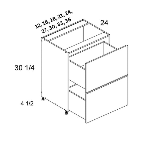 2 Drawer Base Cabinet - High Gloss Ivory Cream